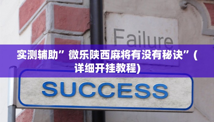 实测辅助”微乐陕西麻将有没有秘诀”(详细开挂教程)