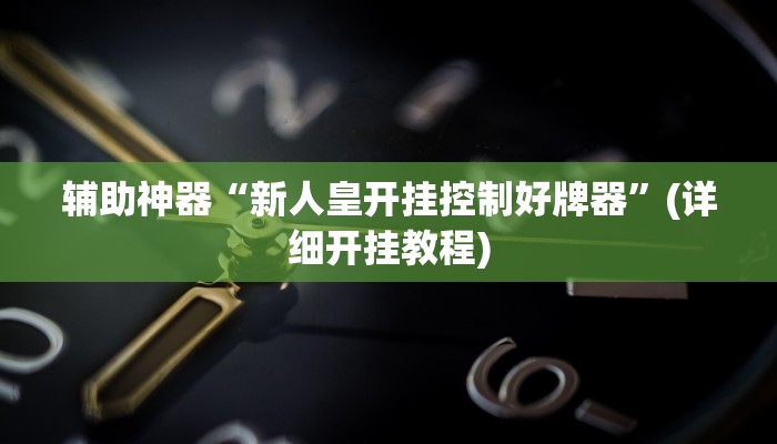 辅助神器“新人皇开挂控制好牌器”(详细开挂教程)
